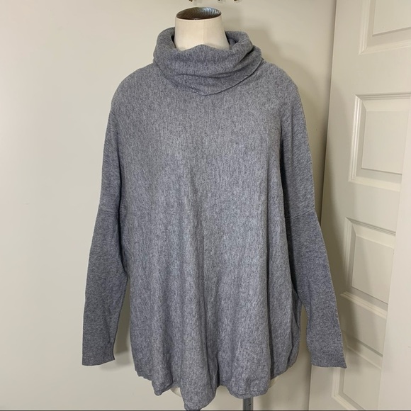cyrus Grey Comfy Cozy Oversize Knit Sweater Bat's Wings Sleeves Cowlneck Sz S - Picture 4 of 11